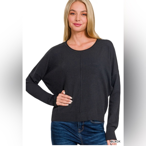 Zenana Outfitters Tops - NWT ZENANA VISCOSE FRONT SEAM ROUND-NECK SWEATER